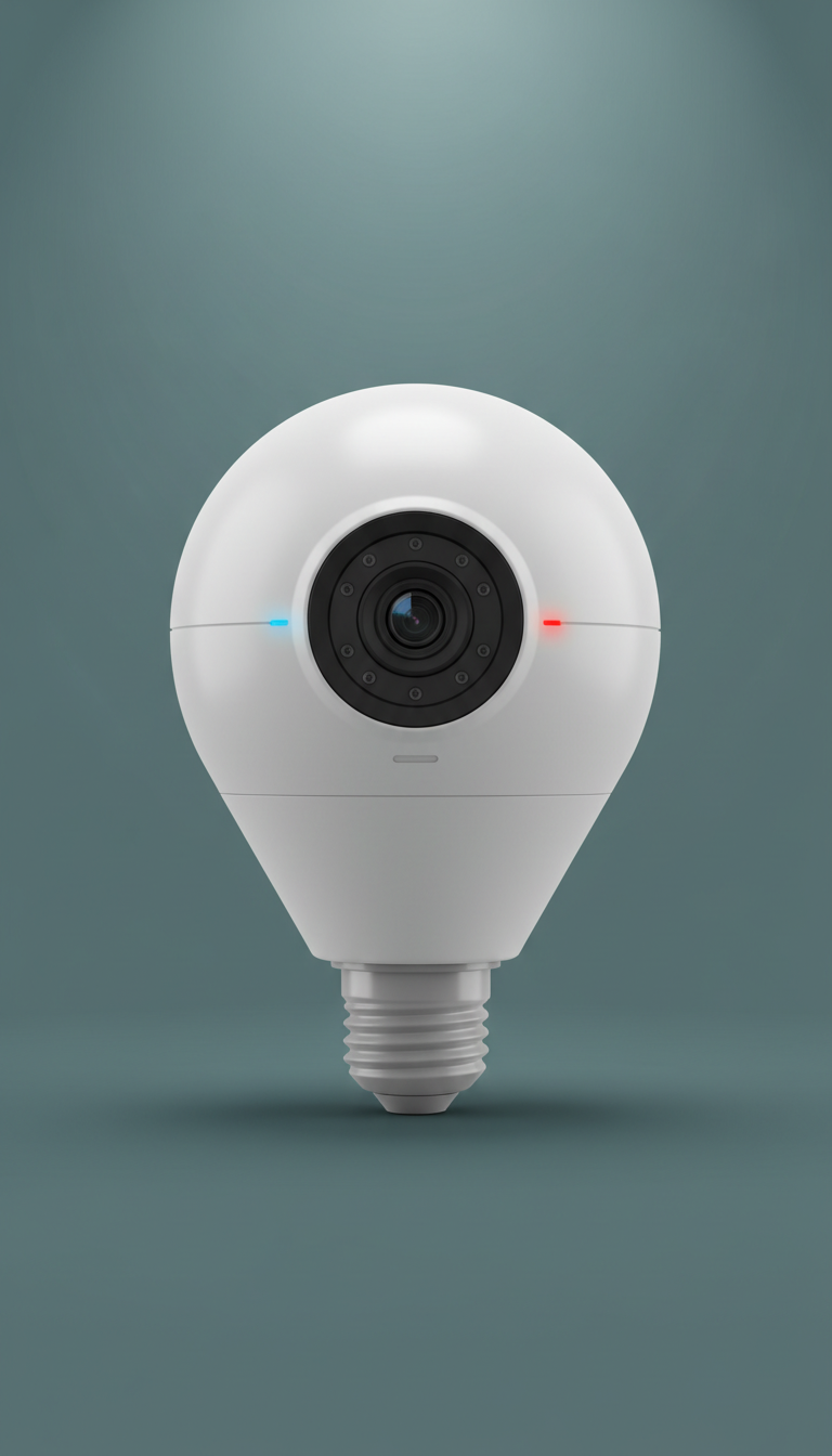 Dual lens night vision motion detection bulb camera