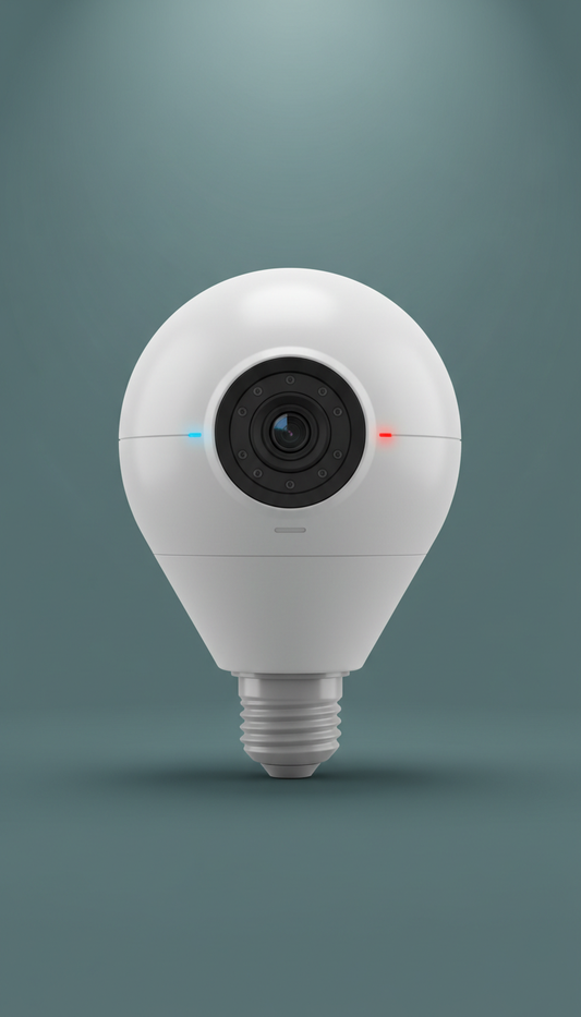 Dual lens night vision motion detection bulb camera